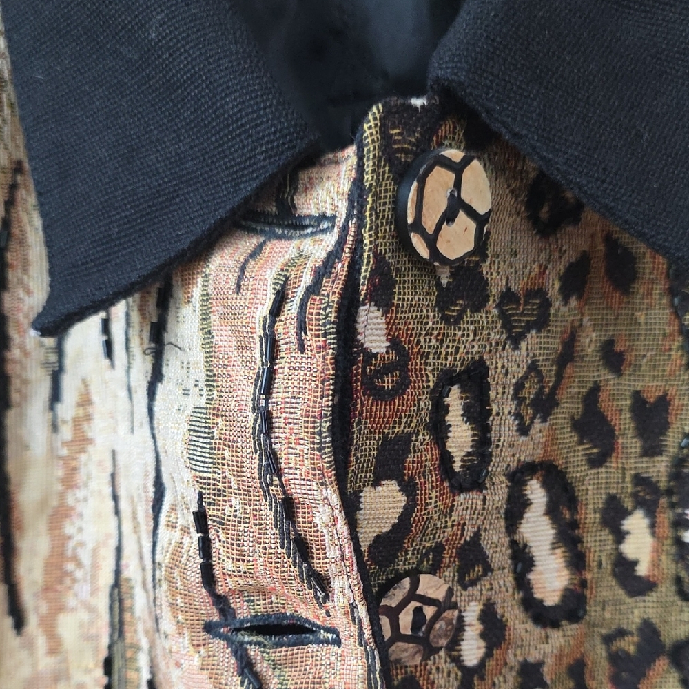 Anage Women's Animal Print Embroidery With Beads Blazer - Black and Brown - Picture 8 of 8